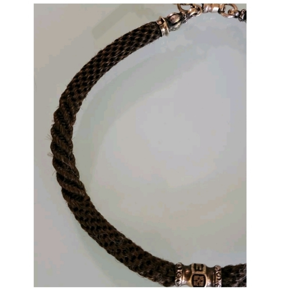 Sold Antique 10k Gold Enamel Mourning Hair Necklace - Picture 9 of 12